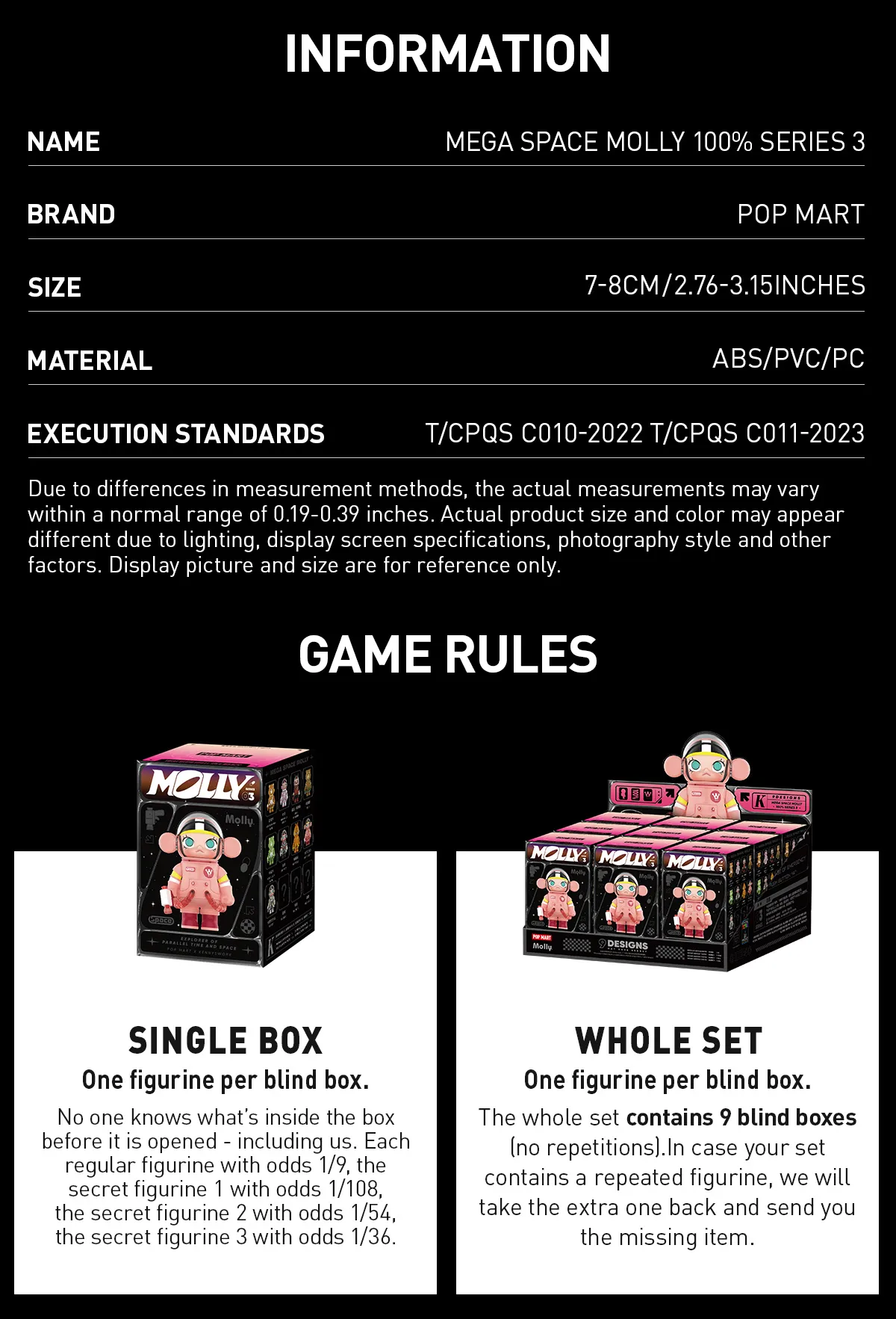 POP MART Mega Space Molly 100% Series 3 Blind Box (Whole Set)