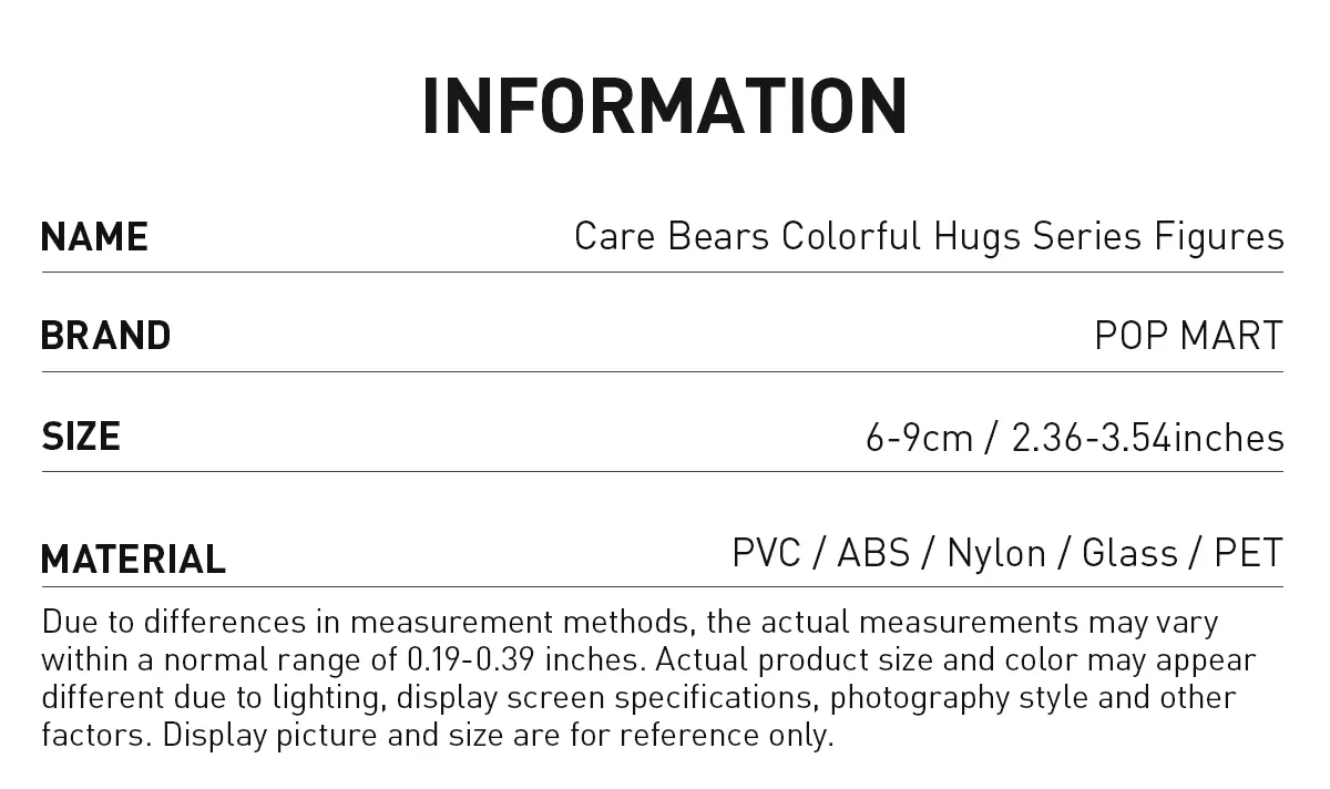 Care Bears Colorful Hugs Series Figures (Whole Set)